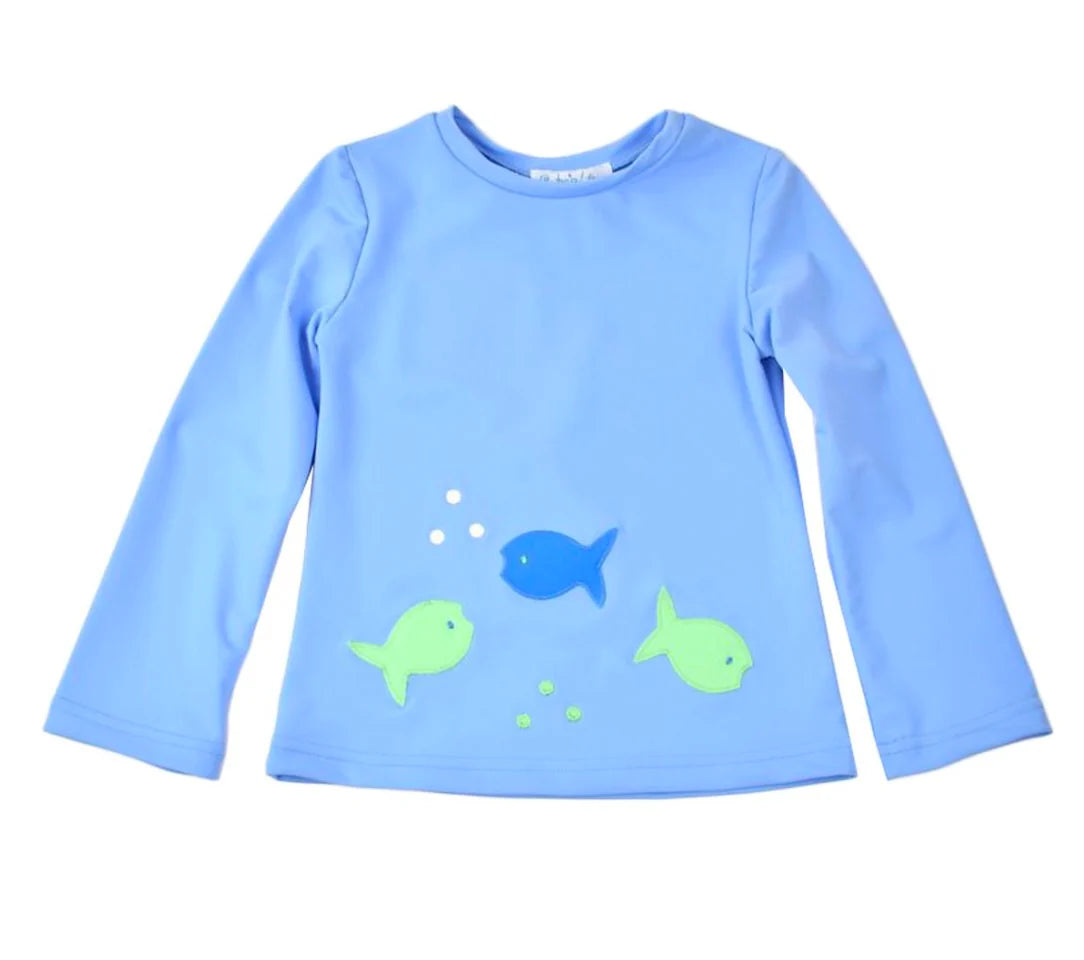 Blue fish rash guard