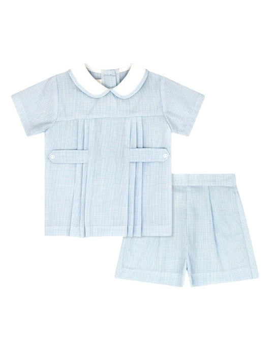 Andrew short set Baker blue minigingham