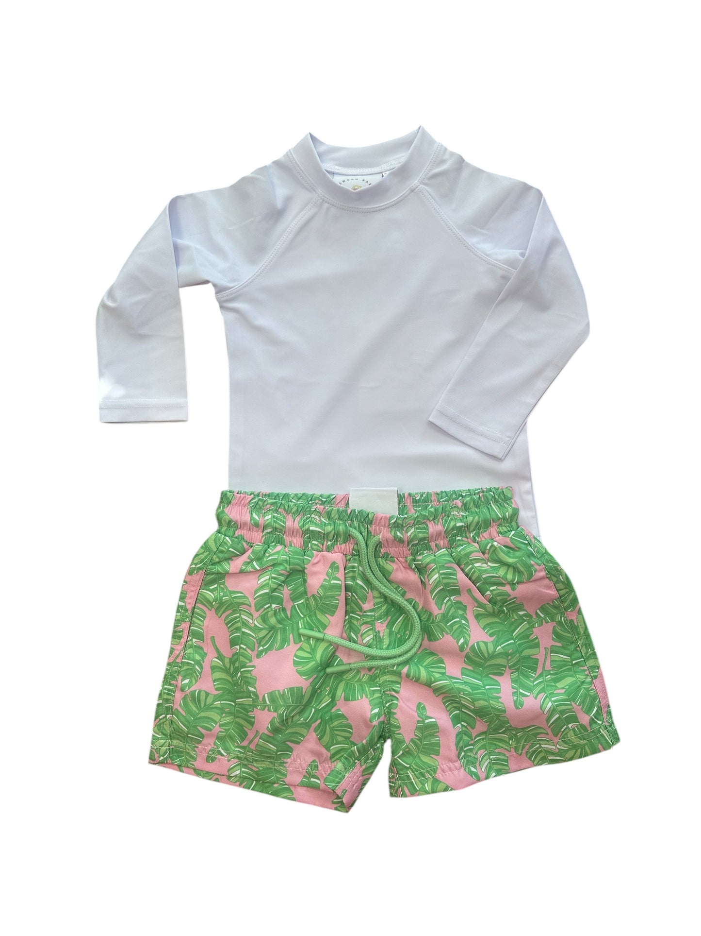 Green/Pink leaf swimshorts