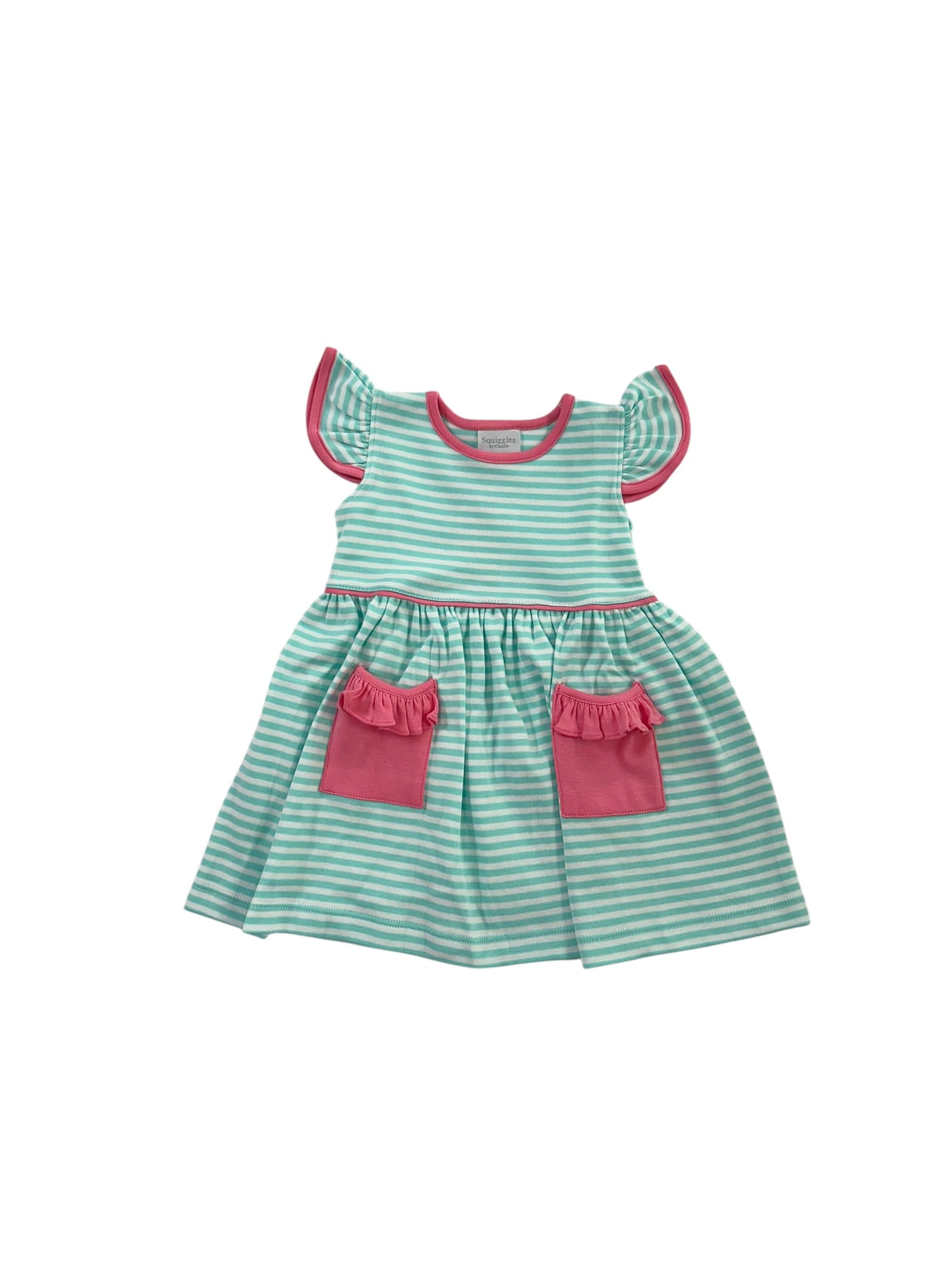 teal and bubblegum flutter pocket dress