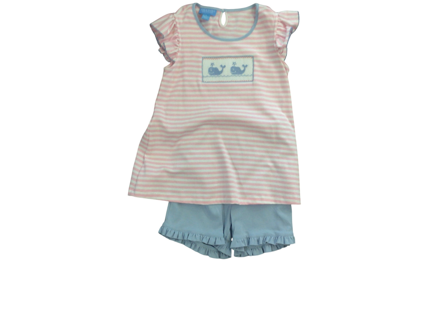 pink whales short set