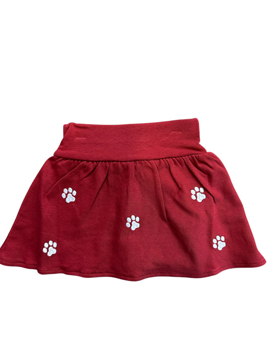 Burgandy paw print skort