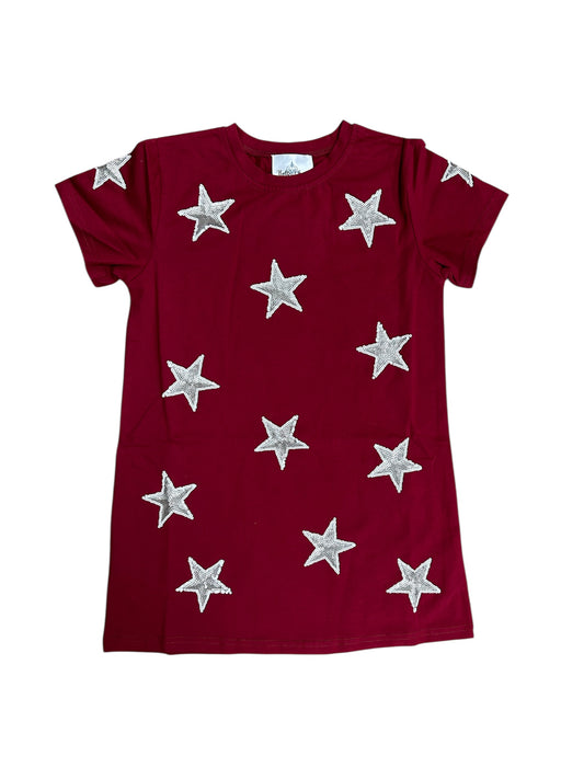 Maroon and grey Star dress