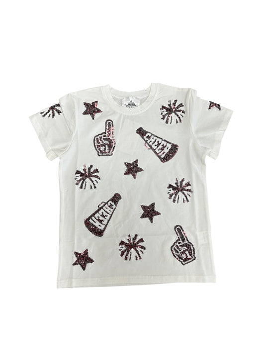 Maroon and White Cheer shirt