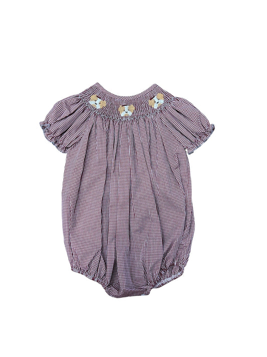 Maroon Bulldog smocked bubble
