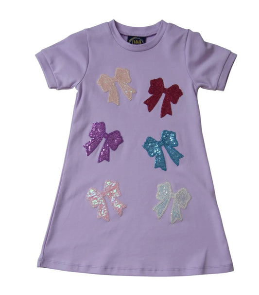 Sparkly bows applique dress