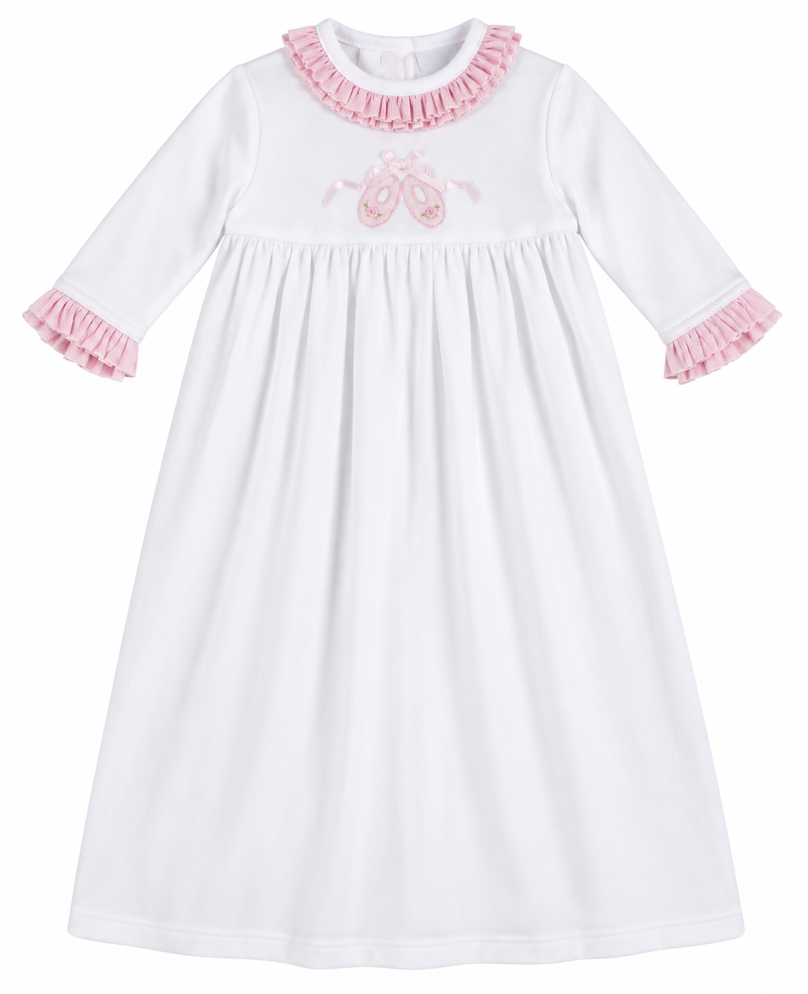baby carriage gown with ruffles