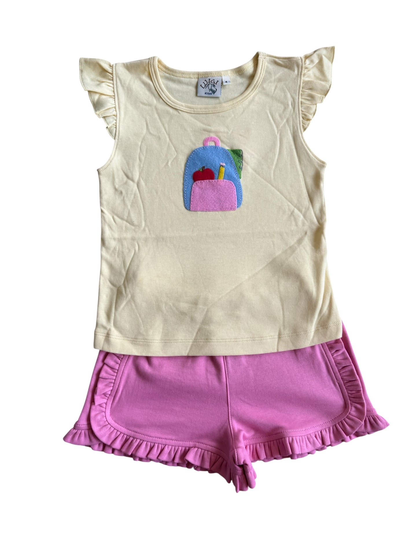 Pale yellow backpack t shirt