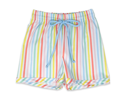 Rainbow stripe swim trunks