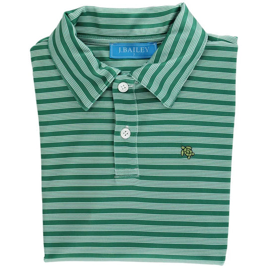 Evergreen LS Striped Performance polo