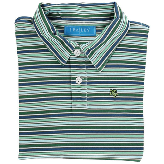 Forest LS striped performance polo