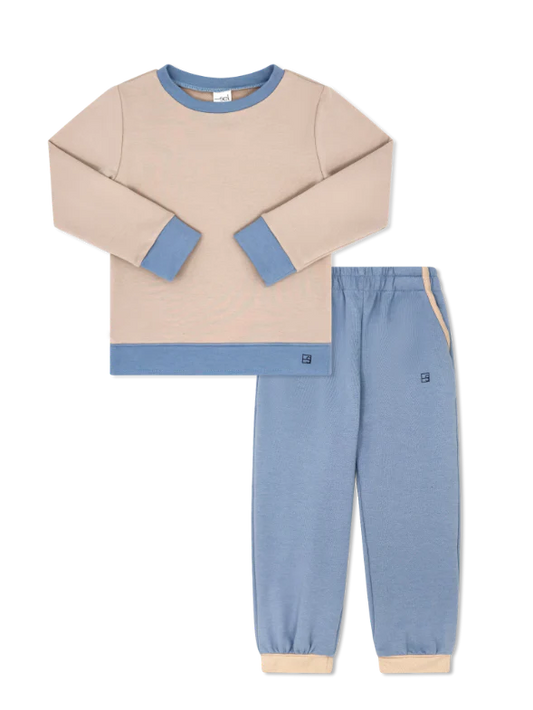 River jogger set- Khaki and lake blue