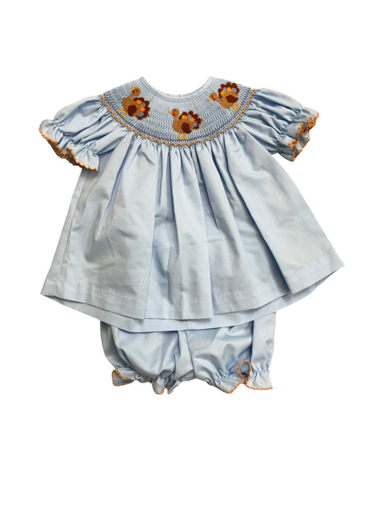 Turkey blue bishop bloomer set