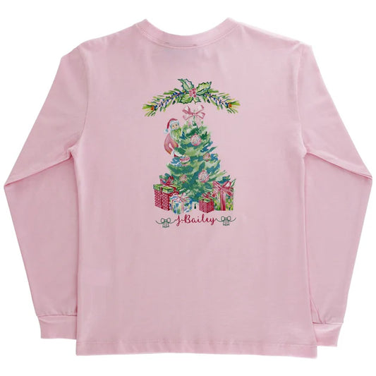 Santa Tree on pink logo tee