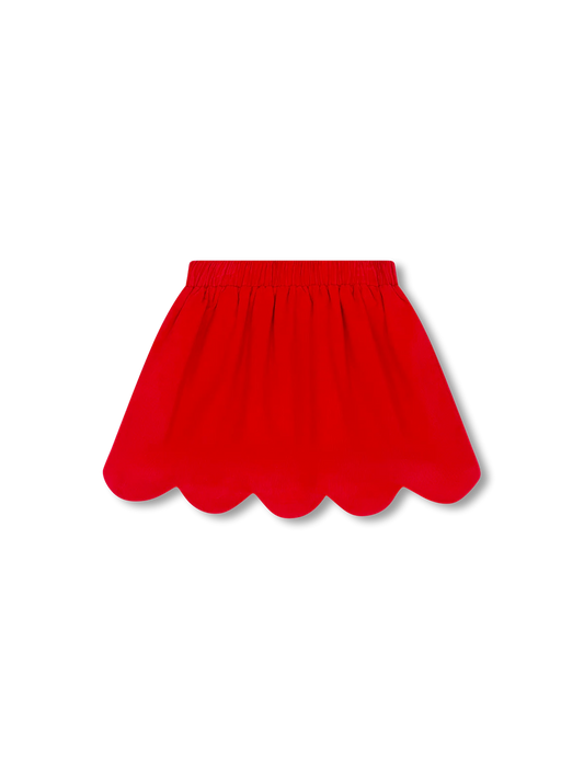 Red Corduroy Scallop Skirt