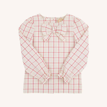 Beatrice Bow Blouse Oak plaid