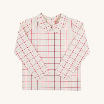Peter Pan Collar Shirt - plaid oak - LS