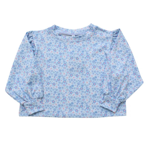 Blue Floral Puff Sleeve Top