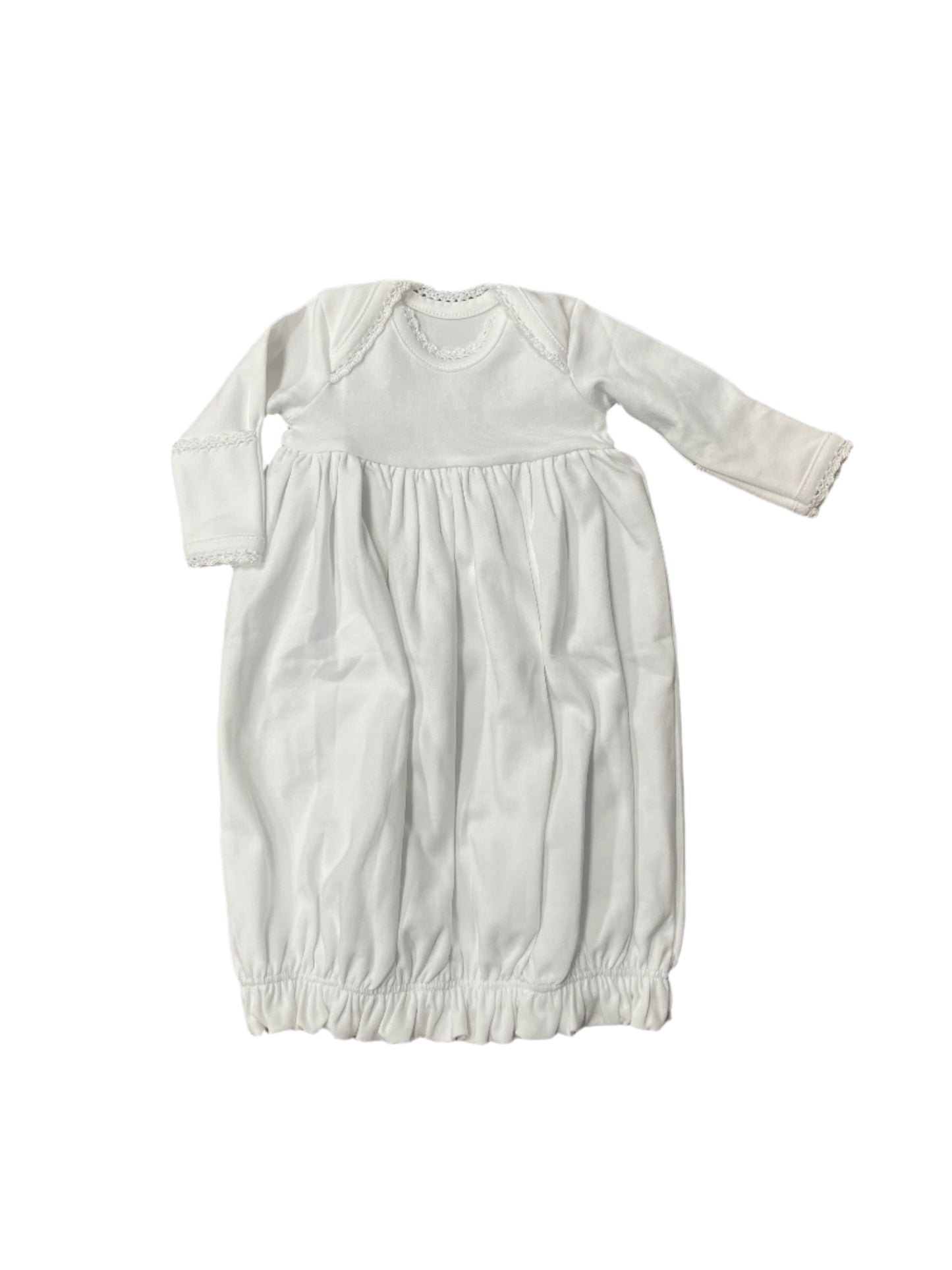 white lap shoulder gown