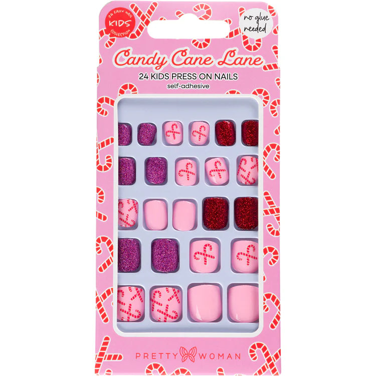 Candy cane lane artifical nails