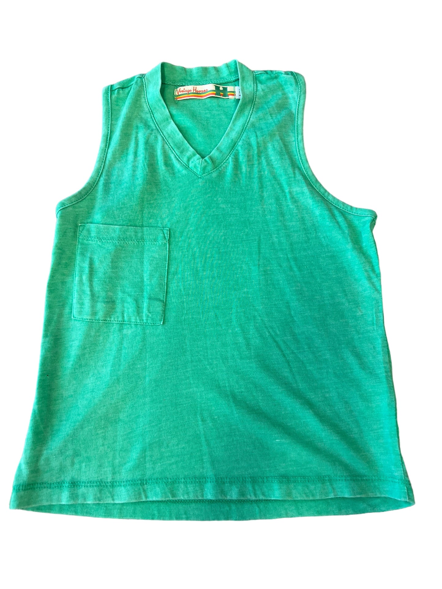 green vneck pocket tank