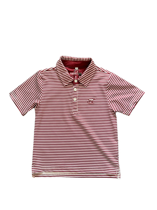 Maroon and white polo