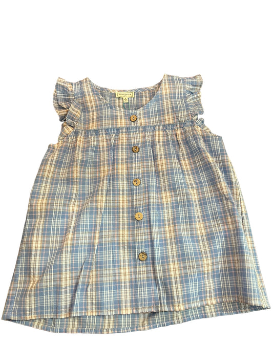blue plaid button up tank