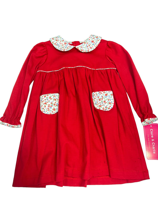 Red Floral Popover Dress