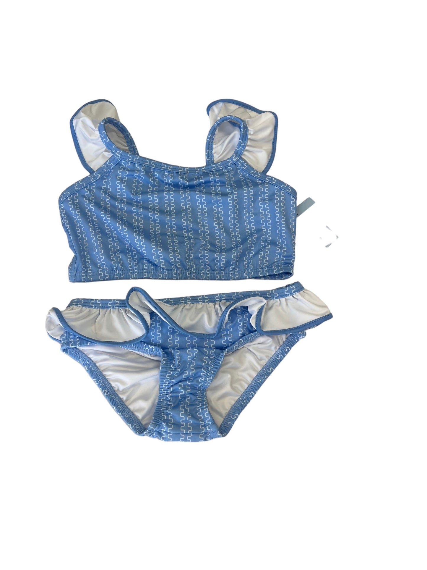 blue ticking 2pc bathing suit