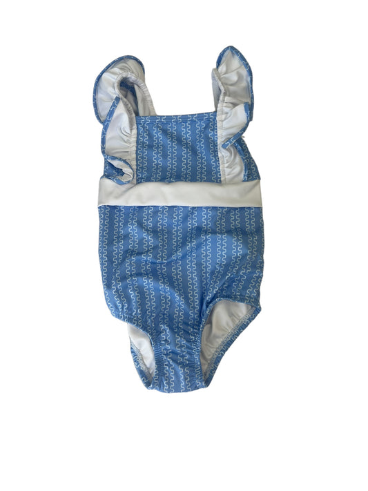 blue ticking penelope bathing suit