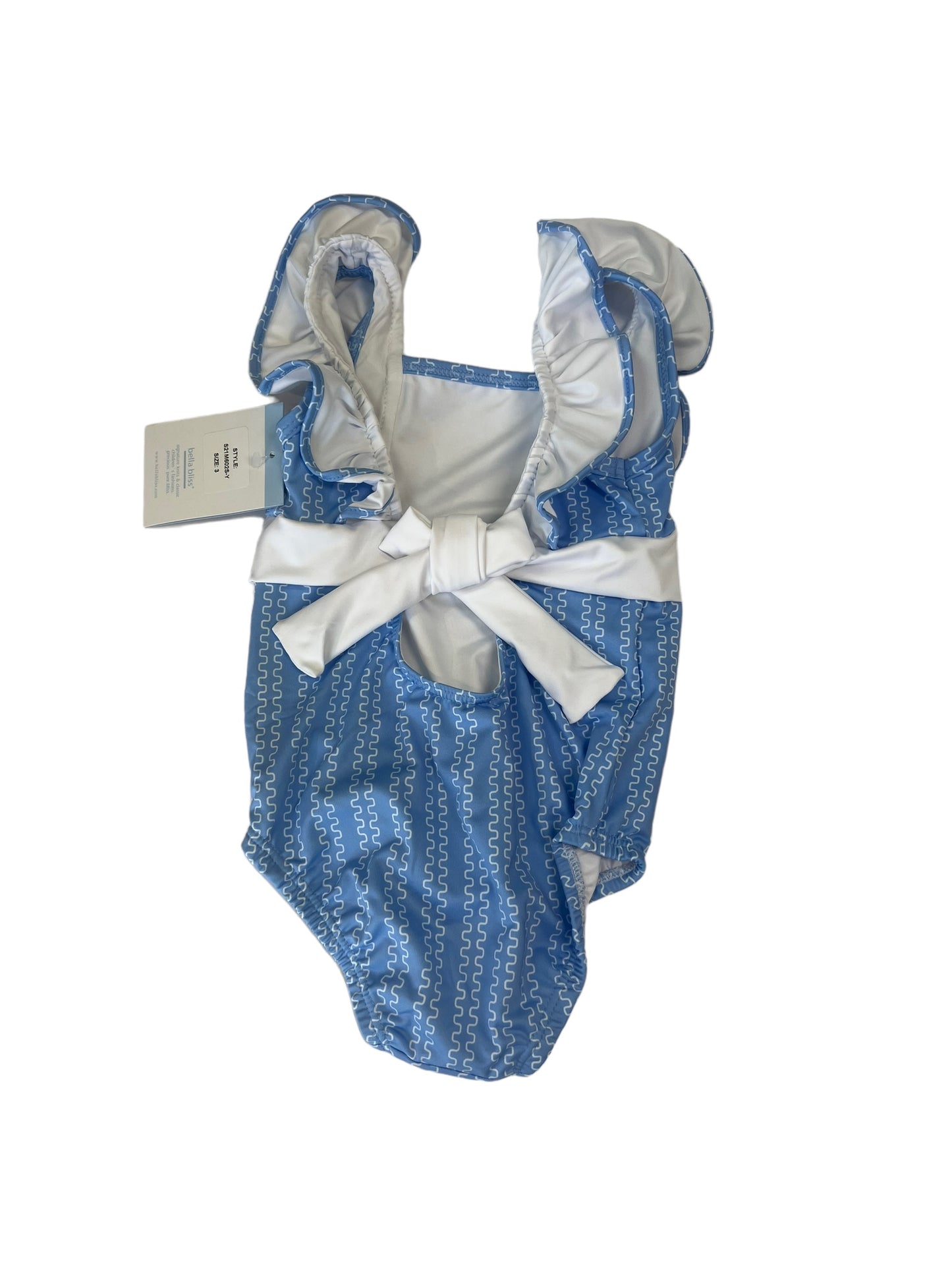 blue ticking penelope bathing suit