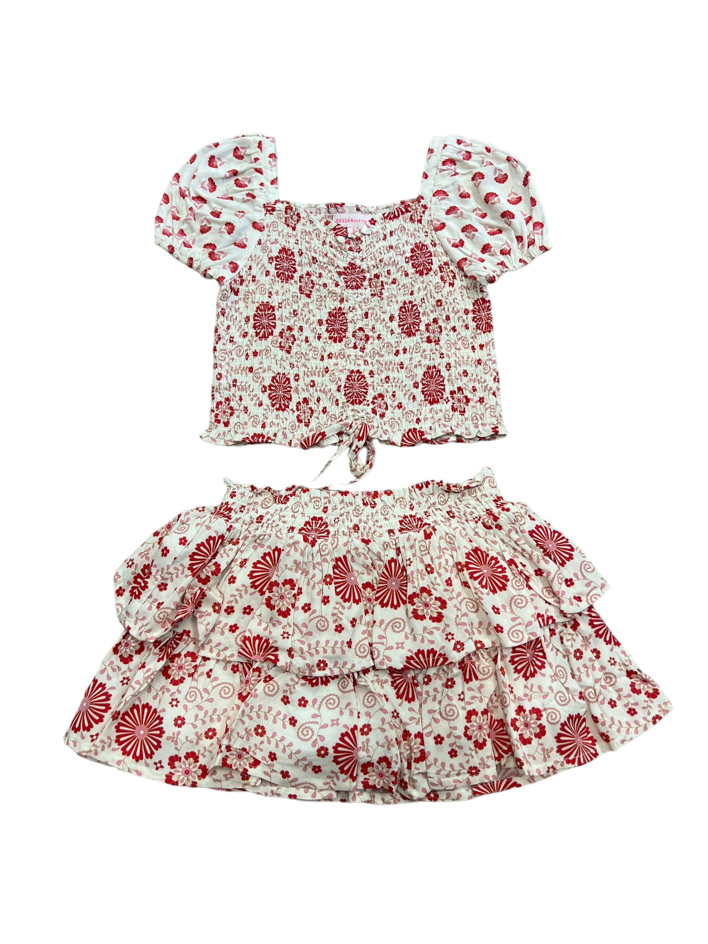 Red/pink floral skort