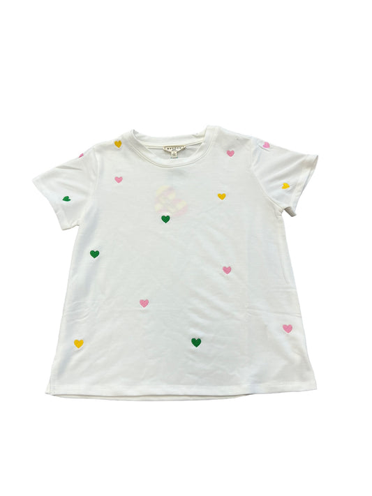 White emb. hearts top