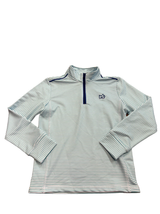 1/4 zip aqua/blue stripe pullover