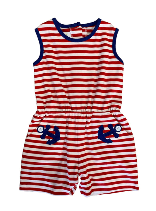 Red Stripe Anchor Romper