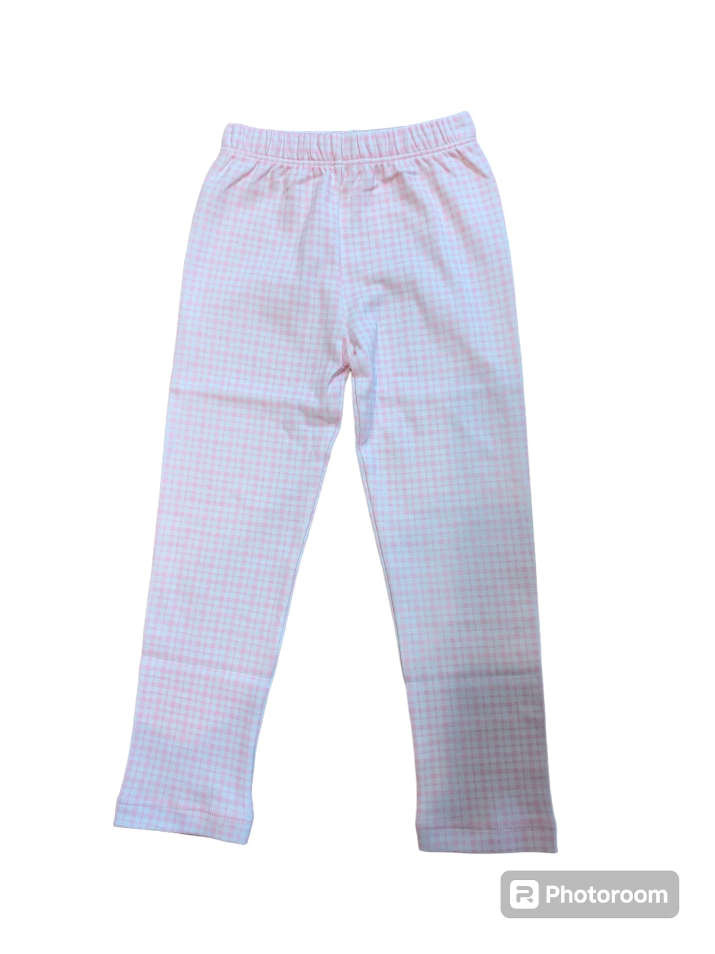 pink windowpane straight leggings