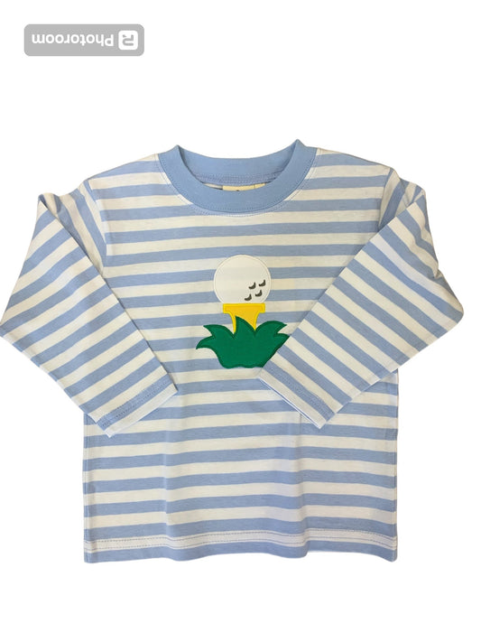 Striped Golf ball on tee shirt