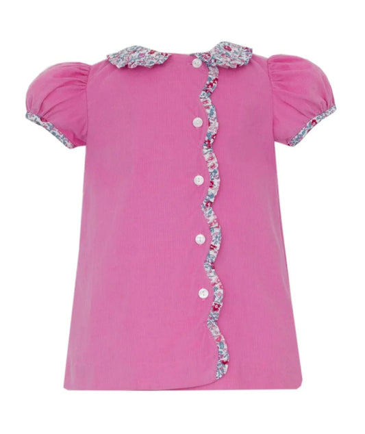 Pink corduroy dress w/floral dress