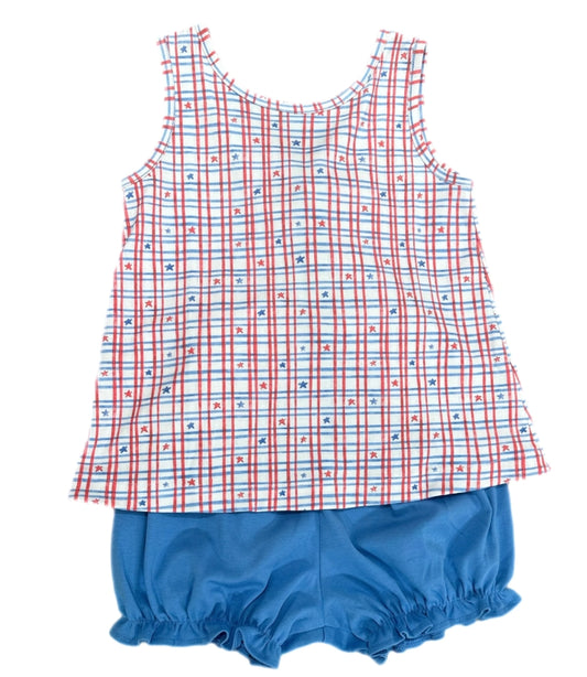 Kinley Knit Ruffled Short Set (Patriotic)