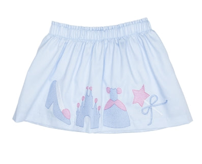 blue applique skirt