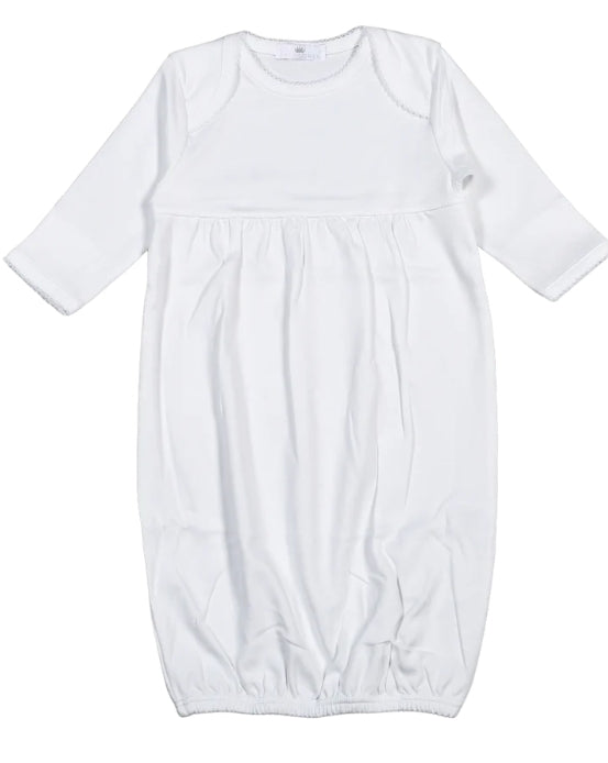 White Pima Gown with White Trim