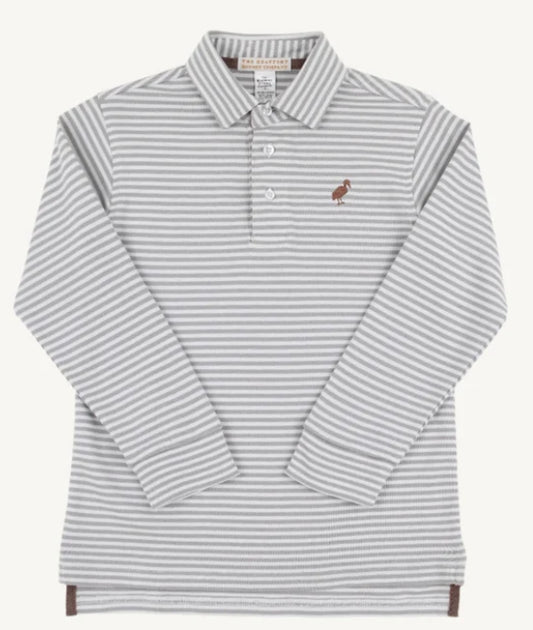 Gray Stripe/Gray Bay Brown Ls polo