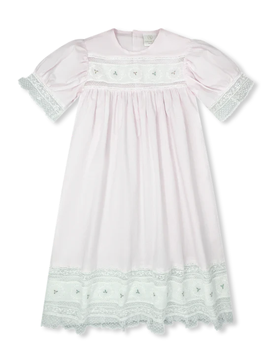 Hazel dress pink Batiste floral emb