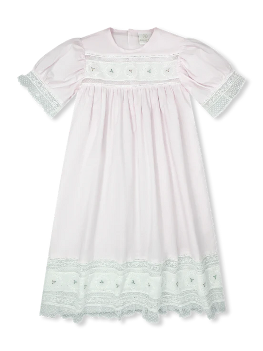 Hazel dress pink Batiste floral emb