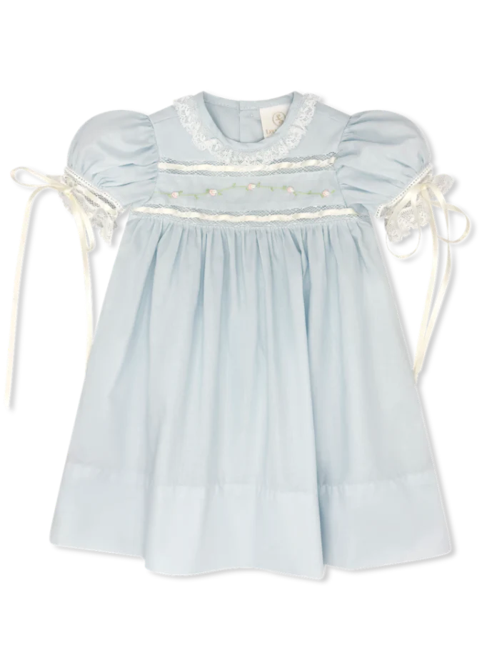 Blue Tiny town floral emb dress