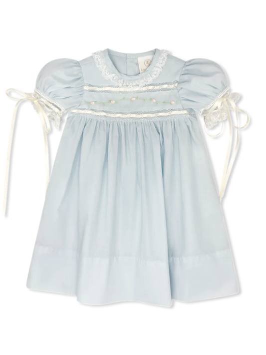Blue Tiny town floral emb dress