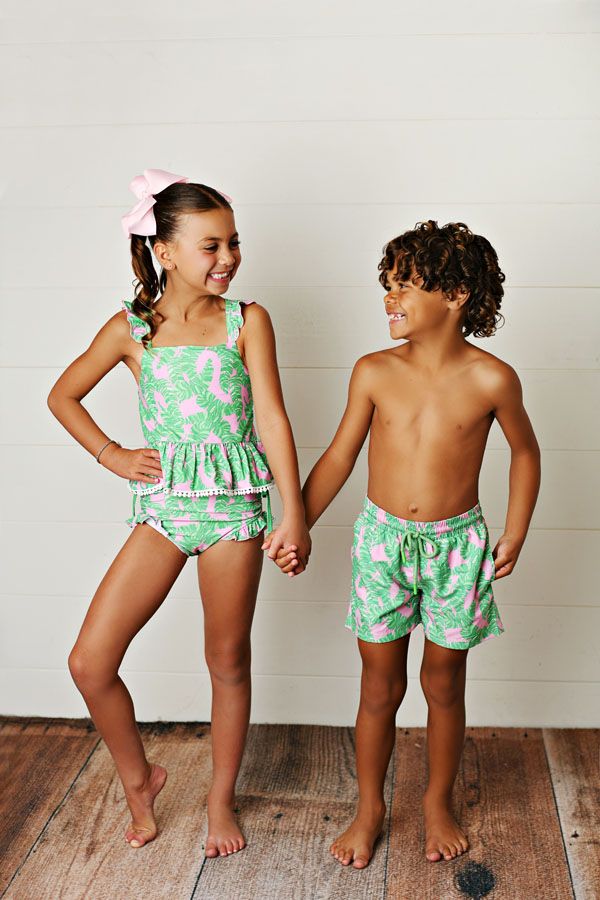 pink/green leaf 2 pieces swimsuit