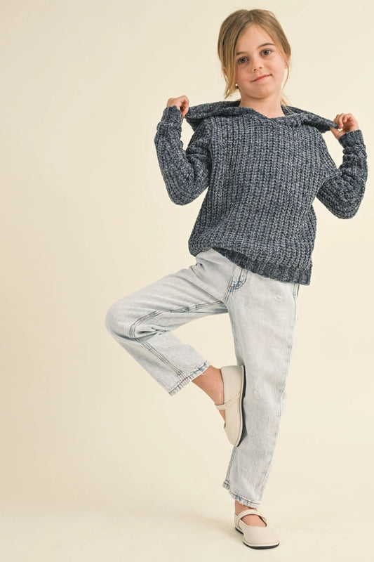 Long Sleeve Chenille Pullover-Teal