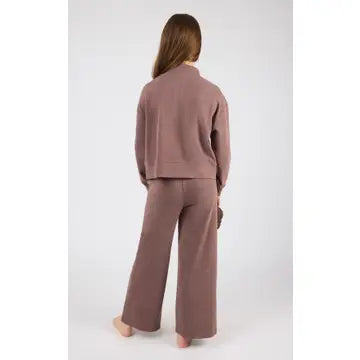 Mocha Mock Neck Pullover, Wide Pants