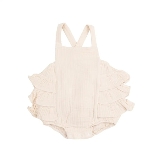 Solid muslin white swan sunsuit
